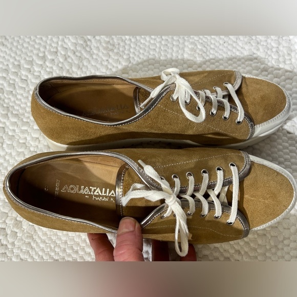 AQUATALIA Tan suede platform sneakers size 8 - Picture 9 of 10